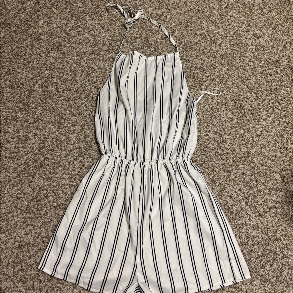 SHEIN Black and White Striped Romper